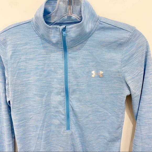 UNDER ARMOUR UA Heat Gear Light Blue 1/2 Zip Fitted Pullover Top Jacket … - Picture 3 of 8